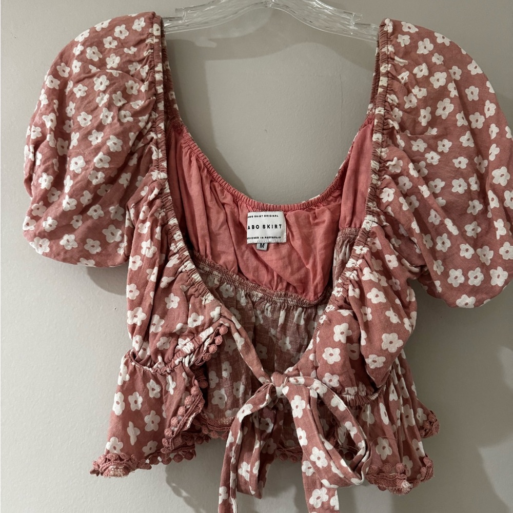 Sabo Skirt Floral Puff Sleeve Crop Top